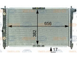 HELLA 8MK 376 762-601 radiatorius, variklio aušinimas 
 Aušinimo sistema -> Radiatorius/alyvos aušintuvas -> Radiatorius/dalys
P96351103, P96351103