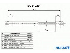 BUGIAD BGS10281 dujinė spyruoklė, bagažinė 
 Priedai -> Bagažinė/pakrovimo skyrius
79 200 71835, 8731 45