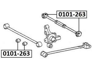 ASVA 0101-263 valdymo svirties/išilginių svirčių įvorė 
 Ašies montavimas/vairavimo mechanizmas/ratai -> Valdymo svirtis/pasukamosios svirties sujungimas -> Montavimas/sutvirtinimas
48725-20460
