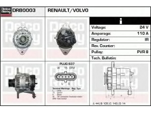 DELCO REMY DRB0003 kintamosios srovės generatorius 
 Elektros įranga -> Kint. sr. generatorius/dalys -> Kintamosios srovės generatorius
5010589551, 7420466317, 7420862899