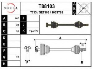 EAI T88103 kardaninis velenas 
 Ratų pavara -> Kardaninis velenas
SE021141921A, SE022141921A