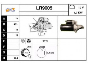 SNRA LR9005 starteris 
 Elektros įranga -> Starterio sistema -> Starteris
ERR6087, ESR2191, ESR2192, NAD101119
