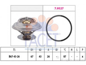 FACET 7.8385 termostatas, aušinimo skystis 
 Aušinimo sistema -> Termostatas/tarpiklis -> Thermostat
A 002 203 76 75, A 002 203 81 75