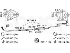 ERNST 687041 vidurinis duslintuvas 
 Išmetimo sistema -> Duslintuvas
17410-40110, 17410-40111, 17410-40112