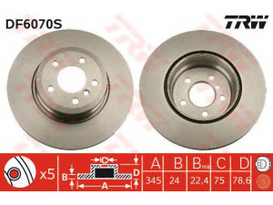TRW DF6070S stabdžių diskas 
 Stabdžių sistema -> Diskinis stabdys -> Stabdžių diskas
34216771971, 34216793246