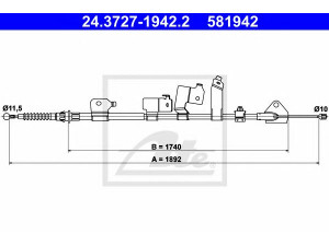 ATE 24.3727-1942.2 trosas, stovėjimo stabdys 
 Stabdžių sistema -> Valdymo svirtys/trosai
46430-02121