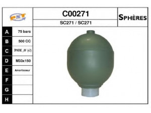 SNRA C00271 pakabos sfera, pneumatinė pakaba 
 Pakaba -> Važiavimo aukščio kontrolė/hidraulinė pakaba
95606141, 95613812