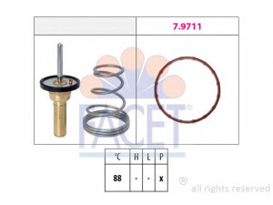 FACET 7.8798 termostatas, aušinimo skystis 
 Aušinimo sistema -> Termostatas/tarpiklis -> Thermostat
47 11 631, 17670-69L00, 95 507 990