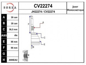 EAI CV22274K jungčių komplektas, kardaninis velenas 
 Ratų pavara -> Sujungimai/komplektas