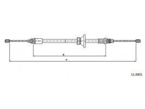 CABOR 11.6801 trosas, stovėjimo stabdys 
 Stabdžių sistema -> Valdymo svirtys/trosai
3640200QAB, 4408726, 7700312835