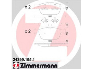 ZIMMERMANN 24399.195.1 stabdžių trinkelių rinkinys, diskinis stabdys 
 Techninės priežiūros dalys -> Papildomas remontas
30793943, 31277334