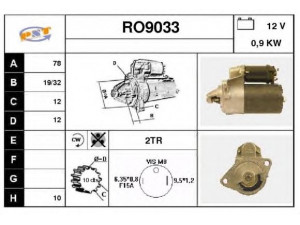 SNRA RO9033 starteris 
 Elektros įranga -> Starterio sistema -> Starteris
ADU9705