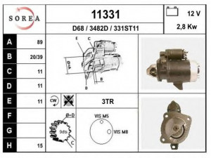 EAI 11331 starteris 
 Elektros įranga -> Starterio sistema -> Starteris
580204, 7910016727, 9150516480