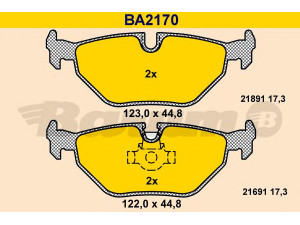 BARUM BA2170 stabdžių trinkelių rinkinys, diskinis stabdys 
 Techninės priežiūros dalys -> Papildomas remontas
34 21 1 163 395, 34 21 2 157 591