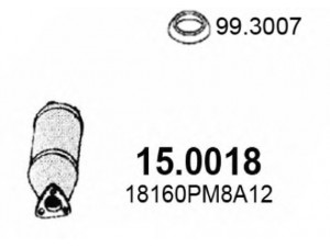ASSO 15.0018 katalizatoriaus keitiklis 
 Išmetimo sistema -> Katalizatoriaus keitiklis
18160PM8A12