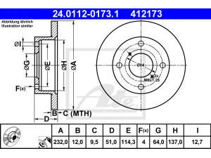 ATE 24.0112-0173.1 stabdžių diskas 
 Dviratė transporto priemonės -> Stabdžių sistema -> Stabdžių diskai / priedai
55311-60B21, 55311-60B22