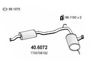 ASSO 40.6072 vidurinis duslintuvas 
 Išmetimo sistema -> Duslintuvas
4400798192, 7700798192