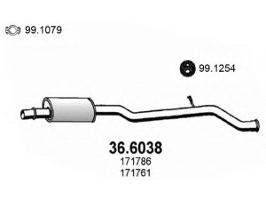ASSO 36.6038 vidurinis duslintuvas 
 Išmetimo sistema -> Duslintuvas
171761, 171786
