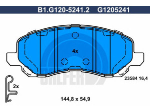 GALFER B1.G120-5241.2 stabdžių trinkelių rinkinys, diskinis stabdys 
 Techninės priežiūros dalys -> Papildomas remontas
0 5191 231AA, 0 6802 0494AB, 0 6803 5576AA