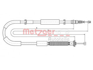 METZGER 12.0722 trosas, stovėjimo stabdys 
 Stabdžių sistema -> Valdymo svirtys/trosai
51718093