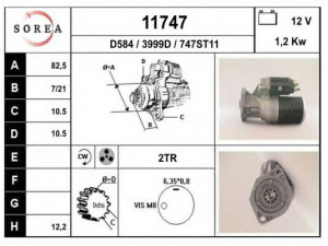 EAI 11747 starteris 
 Elektros įranga -> Starterio sistema -> Starteris
2330006W61, 2330007G00, 2330017C60
