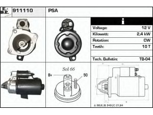 EDR 911110 starteris 
 Elektros įranga -> Starterio sistema -> Starteris
555833, 558033, 580233, 580272