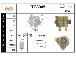 SNRA TC8045 kintamosios srovės generatorius 
 Elektros įranga -> Kint. sr. generatorius/dalys -> Kintamosios srovės generatorius
57054K, 57055V, 57057F