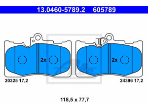 ATE 13.0460-5789.2 stabdžių trinkelių rinkinys, diskinis stabdys 
 Techninės priežiūros dalys -> Papildomas remontas
04465-22340, 04465-30410, 04465-30460