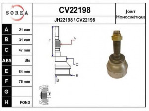 EAI CV22198K jungčių komplektas, kardaninis velenas 
 Ratų pavara -> Sujungimai/komplektas