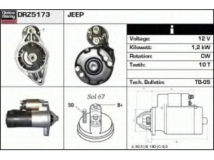 DELCO REMY DRZ5173 starteris 
 Elektros įranga -> Starterio sistema -> Starteris
33002709, 56041012, 56041012AE