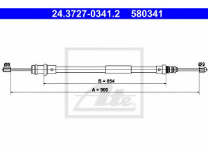 ATE 24.3727-0341.2 trosas, stovėjimo stabdys 
 Stabdžių sistema -> Valdymo svirtys/trosai
4745 P0, 1484375080, 1484385080