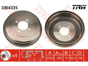 TRW DB4335 stabdžių būgnas 
 Stabdžių sistema -> Būgninis stabdys -> Stabdžių būgnas
4320686R00