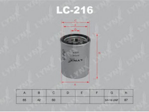 LYNXauto LC-216 alyvos filtras 
 Techninės priežiūros dalys -> Techninės priežiūros intervalai
5027150, 1N14-14-302, MQ700014