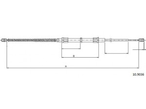 CABOR 10.9036 trosas, stovėjimo stabdys 
 Stabdžių sistema -> Valdymo svirtys/trosai
1J0609721D