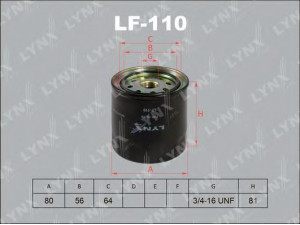 LYNXauto LF-110 kuro filtras 
 Techninės priežiūros dalys -> Papildomas remontas
8-94414-796-0, 16400-09W00, 16400-Q4000