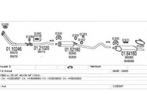 MTS C250847006998 išmetimo sistema 
 Išmetimo sistema -> Išmetimo sistema, visa