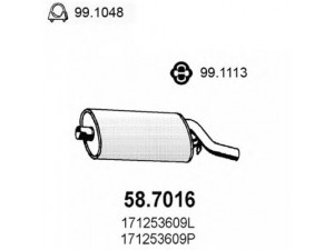 ASSO 58.7016 galinis duslintuvas 
 Išmetimo sistema -> Duslintuvas
171253609L, 171253609P