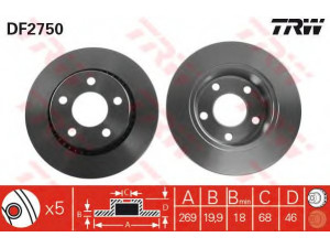 TRW DF2750 stabdžių diskas 
 Dviratė transporto priemonės -> Stabdžių sistema -> Stabdžių diskai / priedai
447615601A, 447615601B