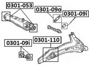ASVA 0301-110 valdymo svirties/išilginių svirčių įvorė 
 Ašies montavimas/vairavimo mechanizmas/ratai -> Valdymo svirtis/pasukamosios svirties sujungimas -> Montavimas/sutvirtinimas
52385-SK7-N02, 52385-SR3-000, 52385-SR3-003