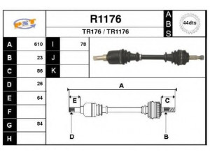 SNRA R1176 kardaninis velenas 
 Ratų pavara -> Kardaninis velenas
8200535798, 8200535799, 8200543868