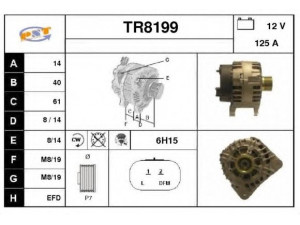 SNRA TR8199 kintamosios srovės generatorius 
 Elektros įranga -> Kint. sr. generatorius/dalys -> Kintamosios srovės generatorius
7711135333, 8200086162, 8200290217