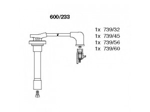 BREMI 600/233 uždegimo laido komplektas 
 Kibirkšties / kaitinamasis uždegimas -> Uždegimo laidai/jungtys
32700-P14-A00, 32700-PTO-000