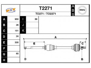 SNRA T2271 kardaninis velenas 
 Ratų pavara -> Kardaninis velenas
4341013050