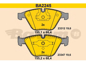 BARUM BA2245 stabdžių trinkelių rinkinys, diskinis stabdys 
 Techninės priežiūros dalys -> Papildomas remontas
34 11 2 283 865, 34 11 2 339 269