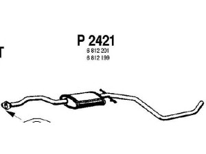 FENNO P2421 vidurinis duslintuvas 
 Išmetimo sistema -> Duslintuvas
1101694, 6638222, 6638224, 6812199