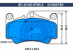 GALFER B1.G102-0785.2 stabdžių trinkelių rinkinys, diskinis stabdys 
 Techninės priežiūros dalys -> Papildomas remontas
996 351 949 11, 996 351 949 12