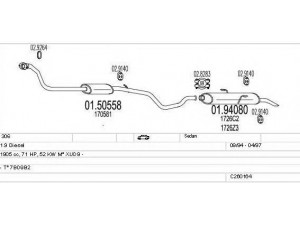 MTS C260164006063 išmetimo sistema 
 Išmetimo sistema -> Išmetimo sistema, visa