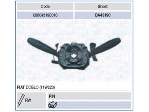 MAGNETI MARELLI 000043190010 vairo kolonėlės jungiklis 
 Vidaus įranga -> Rankinės/kojinės svirties sistema
735292037