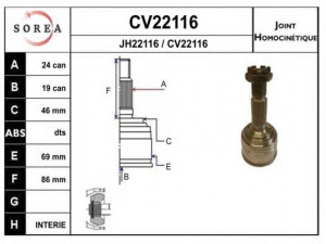 EAI CV22116K jungčių komplektas, kardaninis velenas 
 Ratų pavara -> Sujungimai/komplektas