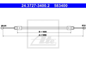 ATE 24.3727-3400.2 trosas, stovėjimo stabdys 
 Stabdžių sistema -> Valdymo svirtys/trosai
7L0 721 556, 7L0 721 556 B